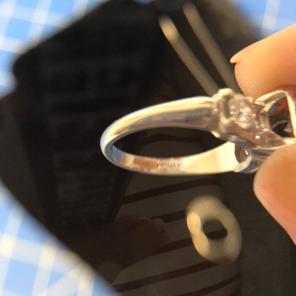 VINTAGE 14K White Wedding Set - Picture 7 of 8